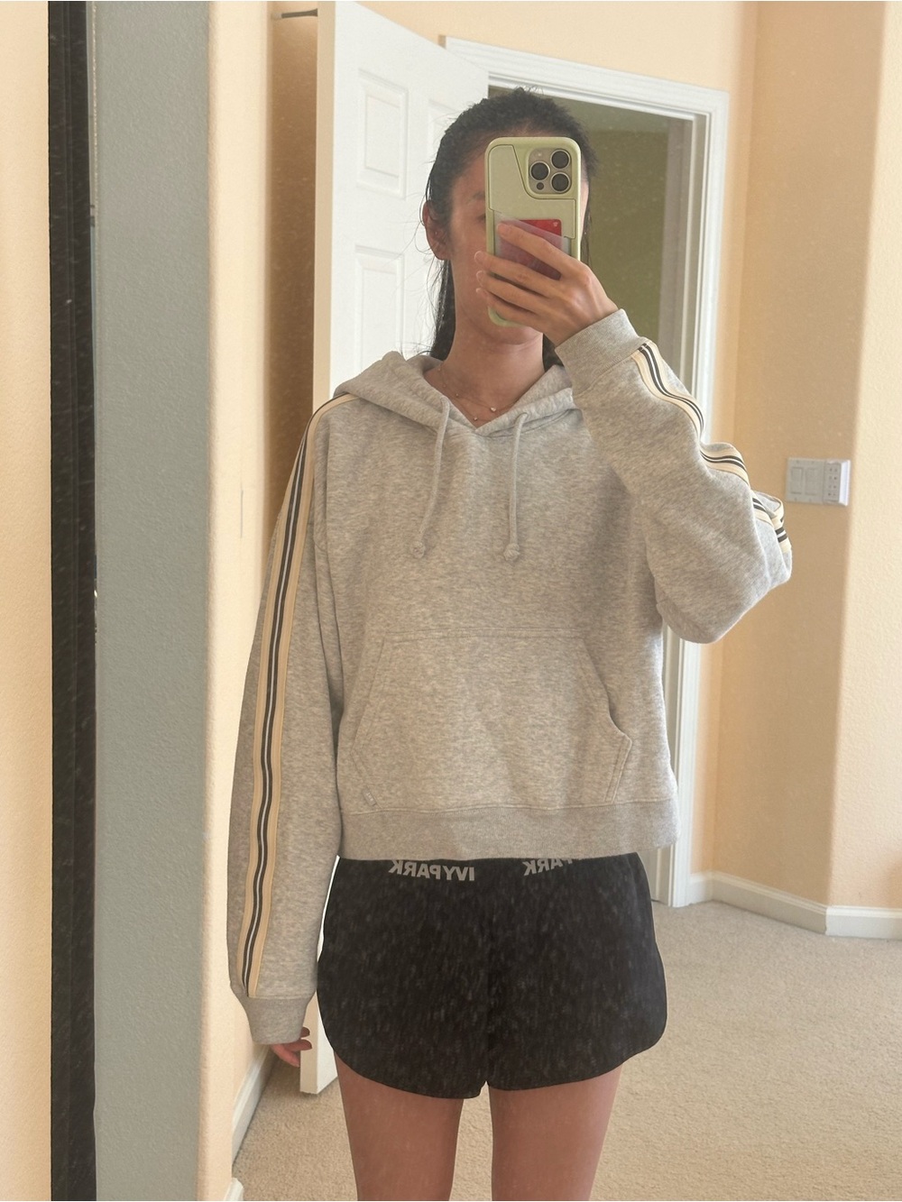 TNA Aritzia Gray Hoodie with Side Stripe